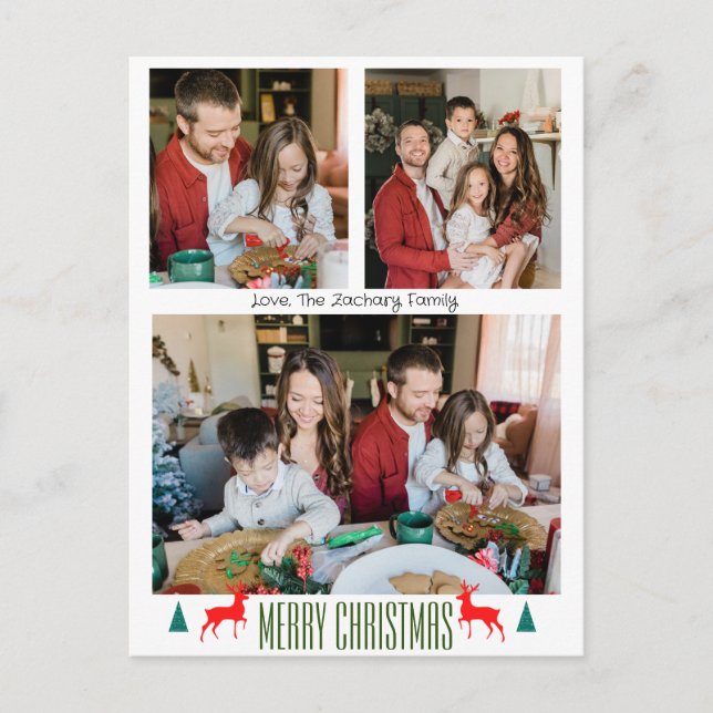  Christmas holidays Script Family Three Photo  Holiday Postcard (Front)