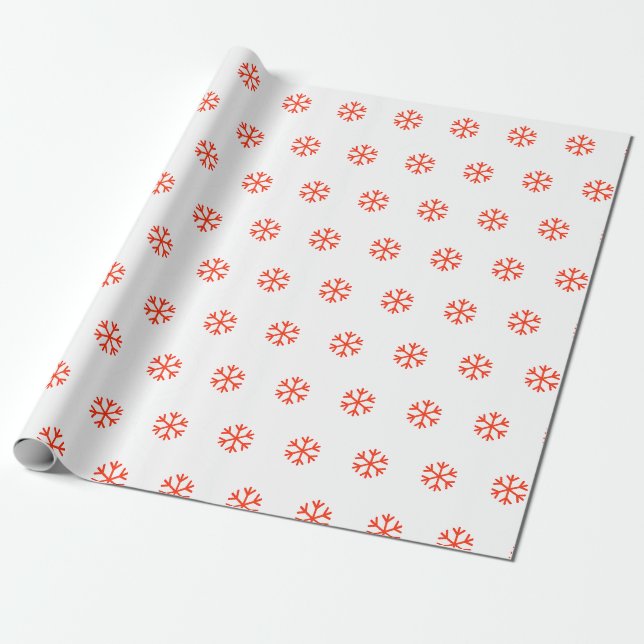 Christmas Holidays Simple Red Snowflakes Wrapping Paper (Unrolled)