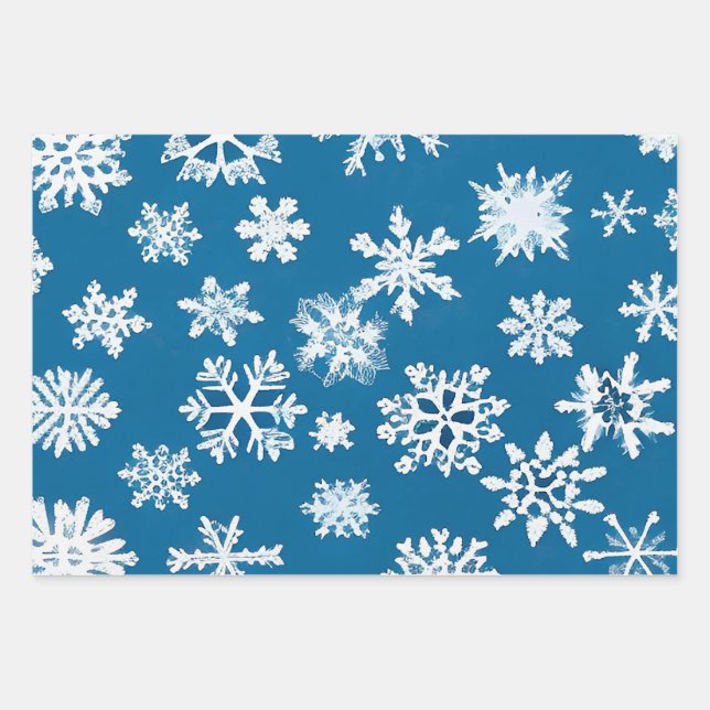 Christmas Holidays Winter Snowflake Pattern Xmas Wrapping Paper Sheet (Front)