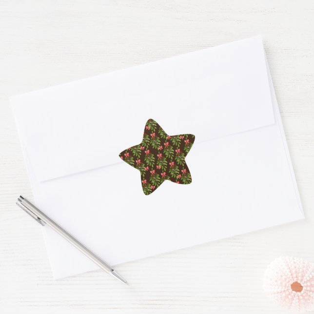 Christmas Hollies - Star Sticker (Envelope)