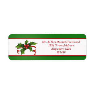 Christmas Holly address Avery Label
