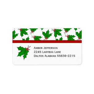 Christmas Holly Address Labels
