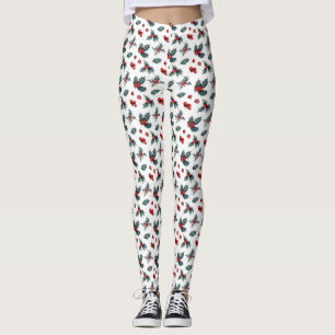 Christmas Holly and Berries Leggings