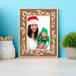 Christmas Holly and Berries Wreath Border Etched Frames