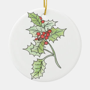 Christmas Holly and Berry Ornament