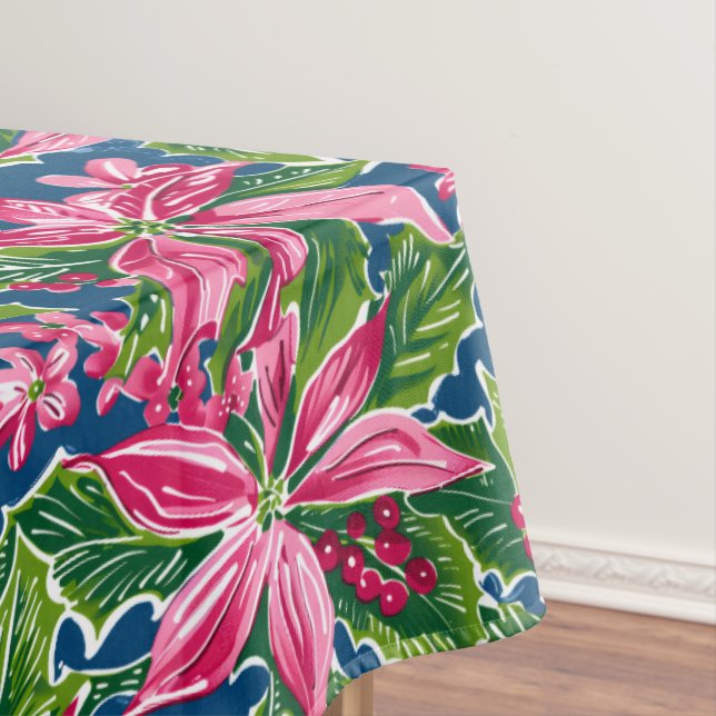Christmas Holly And Flower Patterned  Tablecloth (In Situ)