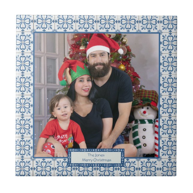 Christmas holly and flowers petals tiles frame (Front)