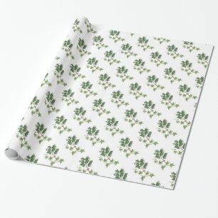Christmas Holly and Ivy Botanical Watercolour Wrapping Paper