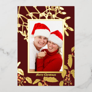 Christmas Holly and Mistletoe Botanical Art Border