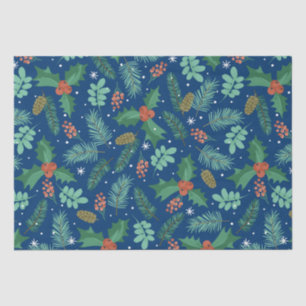 Christmas holly and pine cones pattern wrapping pa tissue paper