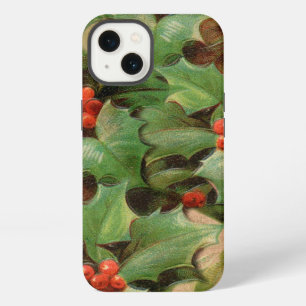 Christmas holly art print winter greenery iPhone 13 case