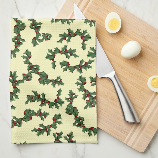 Christmas Holly Background Towel (Quarter Fold)