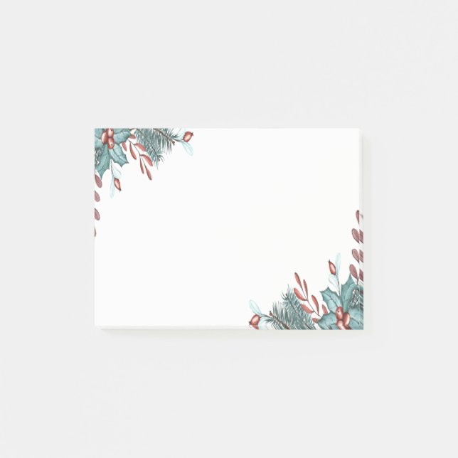 Christmas Holly Berries Branches Holiday Post-it Notes (Front)