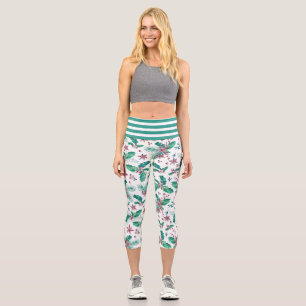 Christmas Holly Berries Capri Leggings