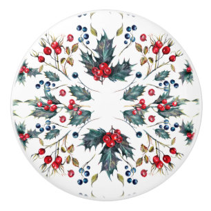 Christmas Holly & Berries Drawer Pull