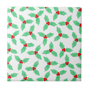 Christmas holly berries pattern tile