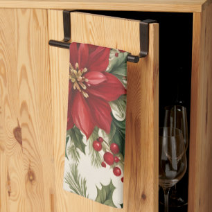 Christmas Holly & Berries  Tea Towel