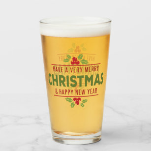 Christmas Holly Berry Beer Glass