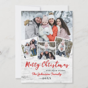 Christmas Holly Berry Birch 4 PHOTO Bark Greeting Holiday Card