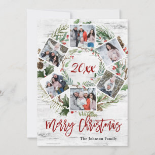 Christmas Holly Berry Birch Bark 6 PHOTO Greeting Holiday Card