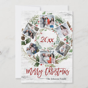 Christmas Holly Berry Birch Bark 6 PHOTO Greeting Holiday Card