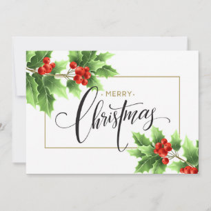 Christmas Holly Berry Branch Corporate Greeting Ho Holiday Card