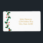 Christmas Holly Berry Elegant Address Label<br><div class="desc">Christmas Holly Berry Elegant Address Label. Matching items in my store.Contact me for a custom order.</div>