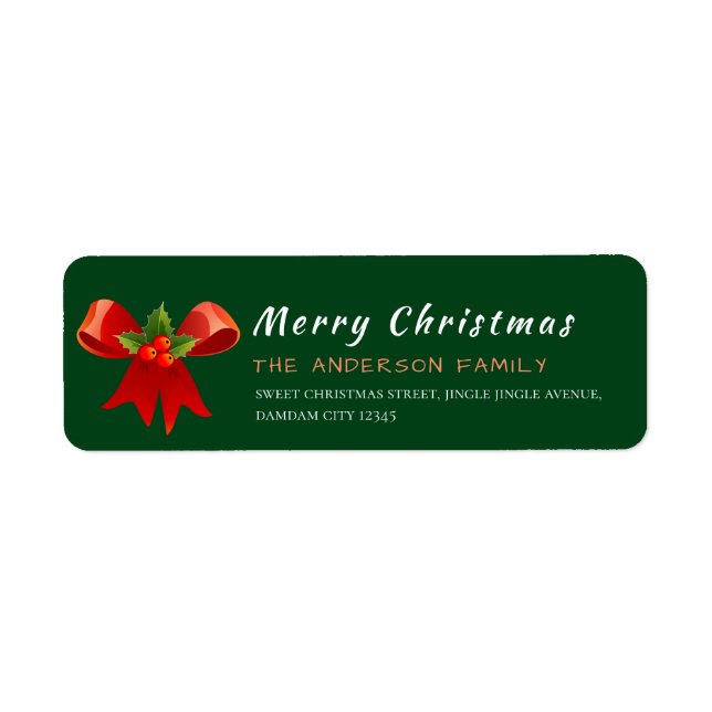 Christmas Holly Berry  Elegant Return Address (Front)