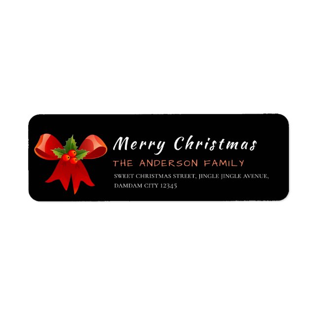 Christmas Holly Berry  Elegant Return Address (Front)