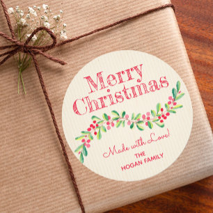 Christmas Holly Berry Homemade Food Holiday Baking Classic Round Sticker