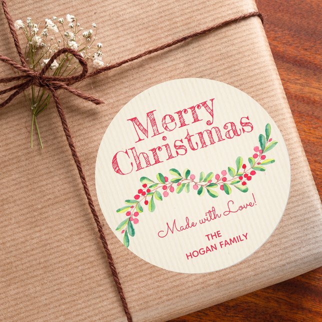 Christmas Holly Berry Homemade Food Holiday Baking Classic Round Sticker (Creator Uploaded)