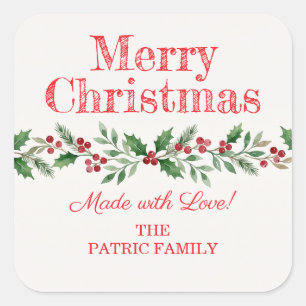 Christmas Holly Berry Homemade Food Holiday Baking Square Sticker