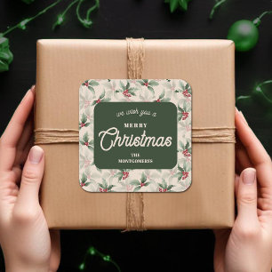 Christmas Holly Berry Homemade Food Holiday Baking Square Sticker