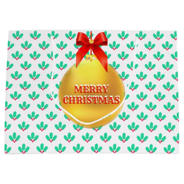 Christmas Holly Berry Large Gift Bag (Front)
