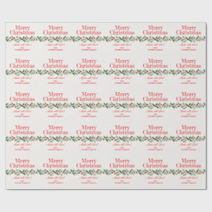 Christmas Holly Berry Made With Love Wrapping Paper