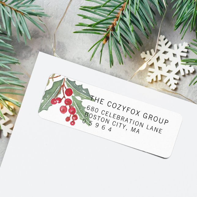 Christmas Holly Berry Return Address (Christmas Holly Berry Return Address Label)