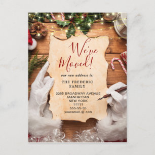 Christmas Holly Berry Rustic Bark We've Moved Announcement Postcard