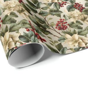 Christmas Holly Berry Wrapping Paper