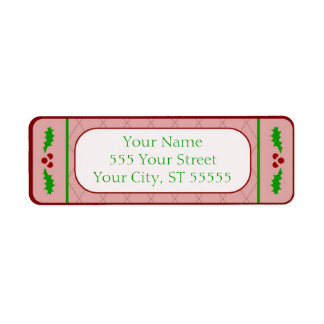 Christmas Holly Borders Address Label