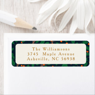 Christmas Holly Botanical Greenery Return Address