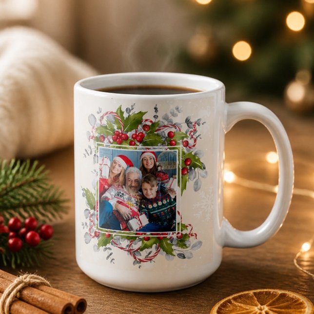 Christmas Holly Branch Photo Mug (Creator Uploaded)