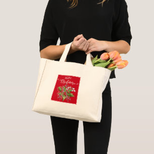 Christmas Holly Branch Small Tote Bag