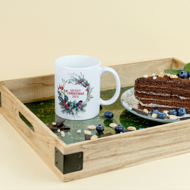 Christmas Holly & bullfinch wreath Coffee Mug (Creator Uploaded)