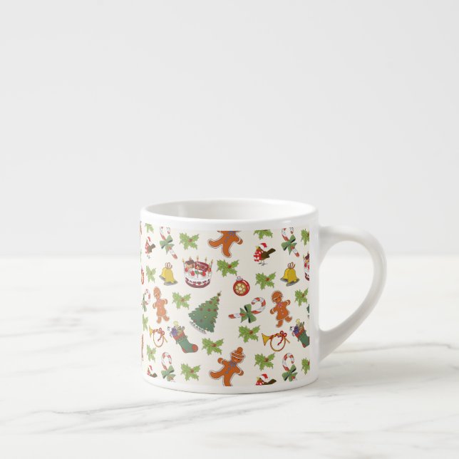 Christmas Holly,cake and Gingerbread Man Espresso Cup (Right)