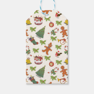 Christmas Holly,cake and Gingerbread Man Gift Tags