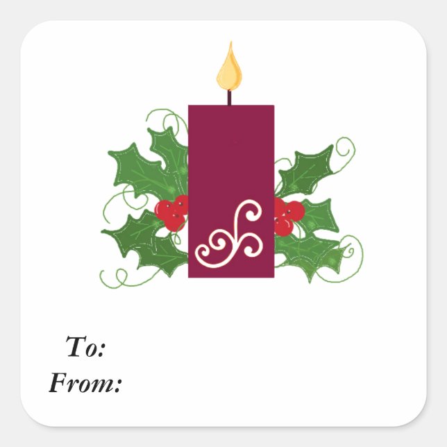 Christmas Holly Centerpiece Square Sticker (Front)