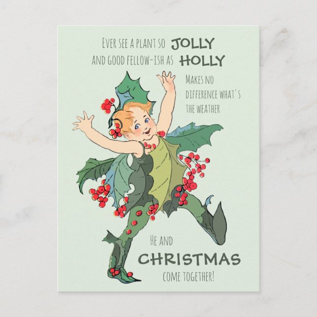 Christmas Holly child Elizabeth Gordon CC1076 Postcard (Front)
