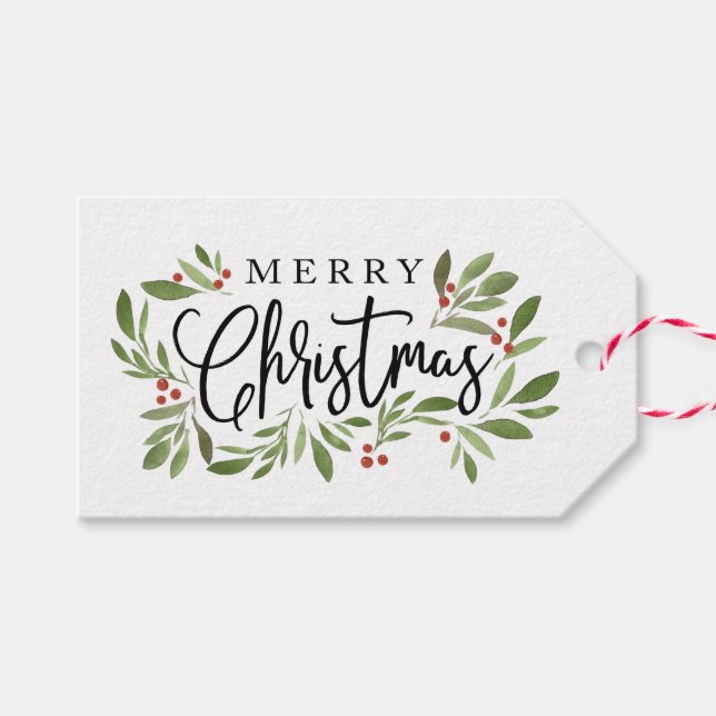 Christmas Holly Christmas gift tag (Front (Horizontal))