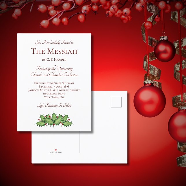 Christmas Holly Classical Music Concert Invitation (Creator Uploaded)