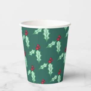 Christmas Holly Coffee Party Drink   Paper Cups